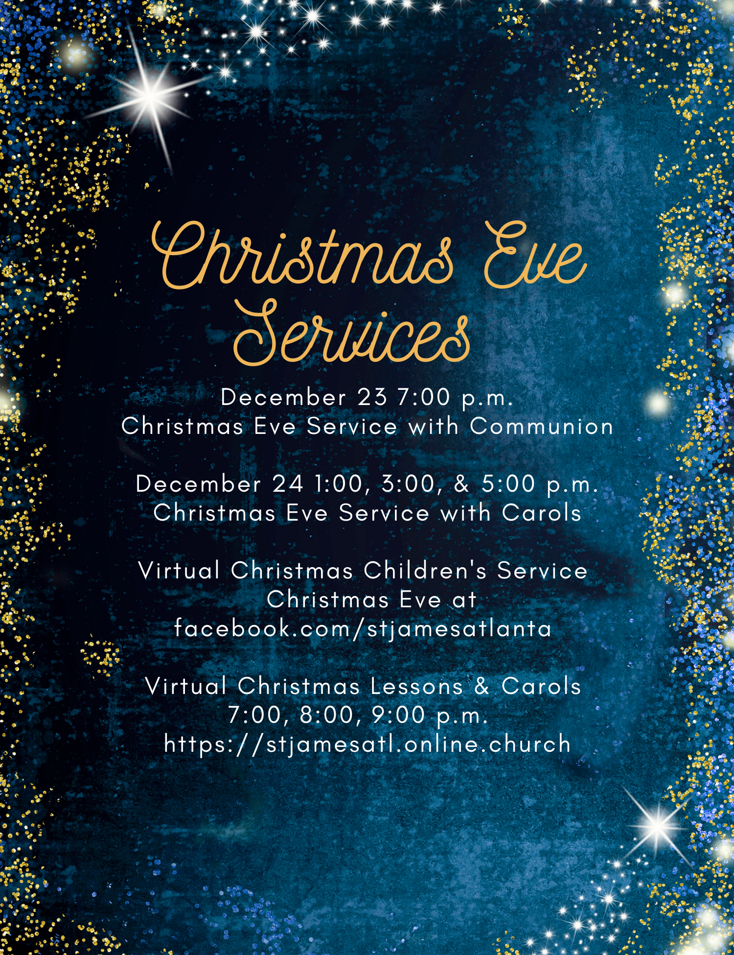 Christmas Eve Schedule 2020 | Chapel Notes | St. James United Methodist